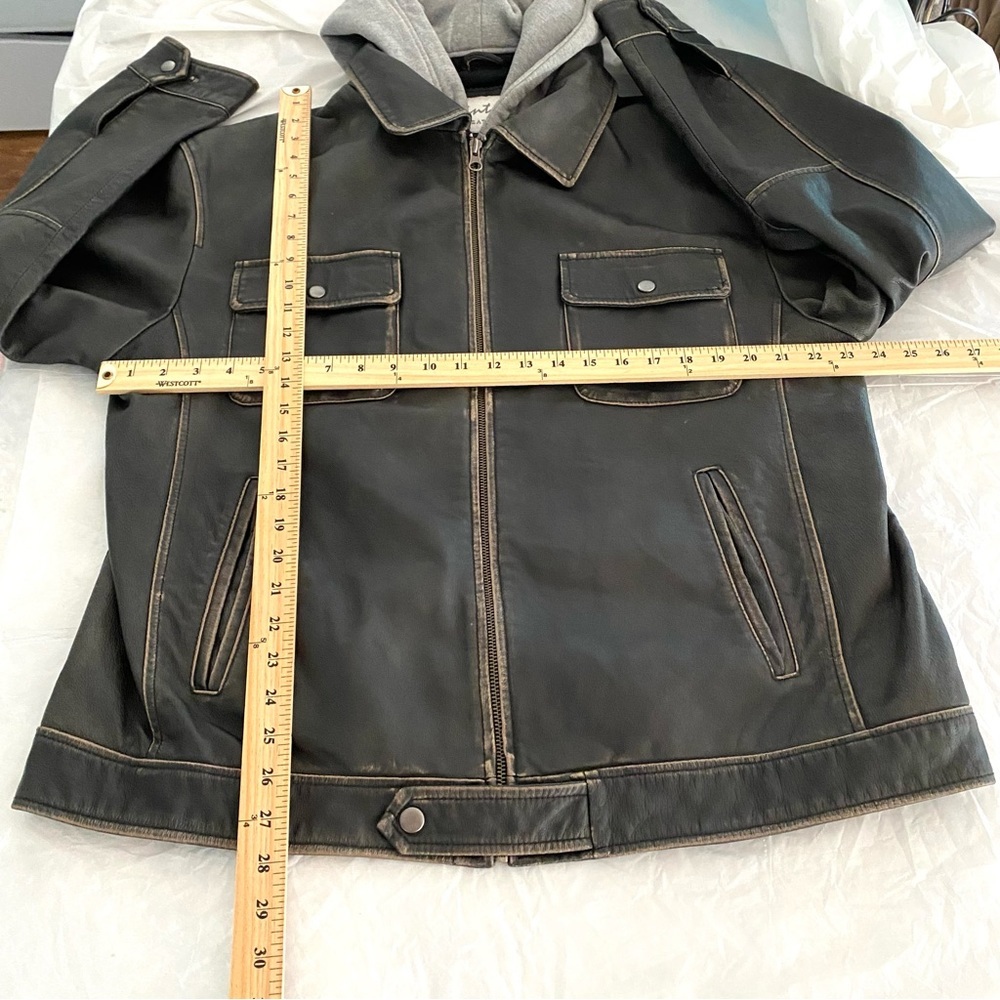 Vintage Leather Biker jacket Black SZ. L  NWOT - Picture 4 of 15